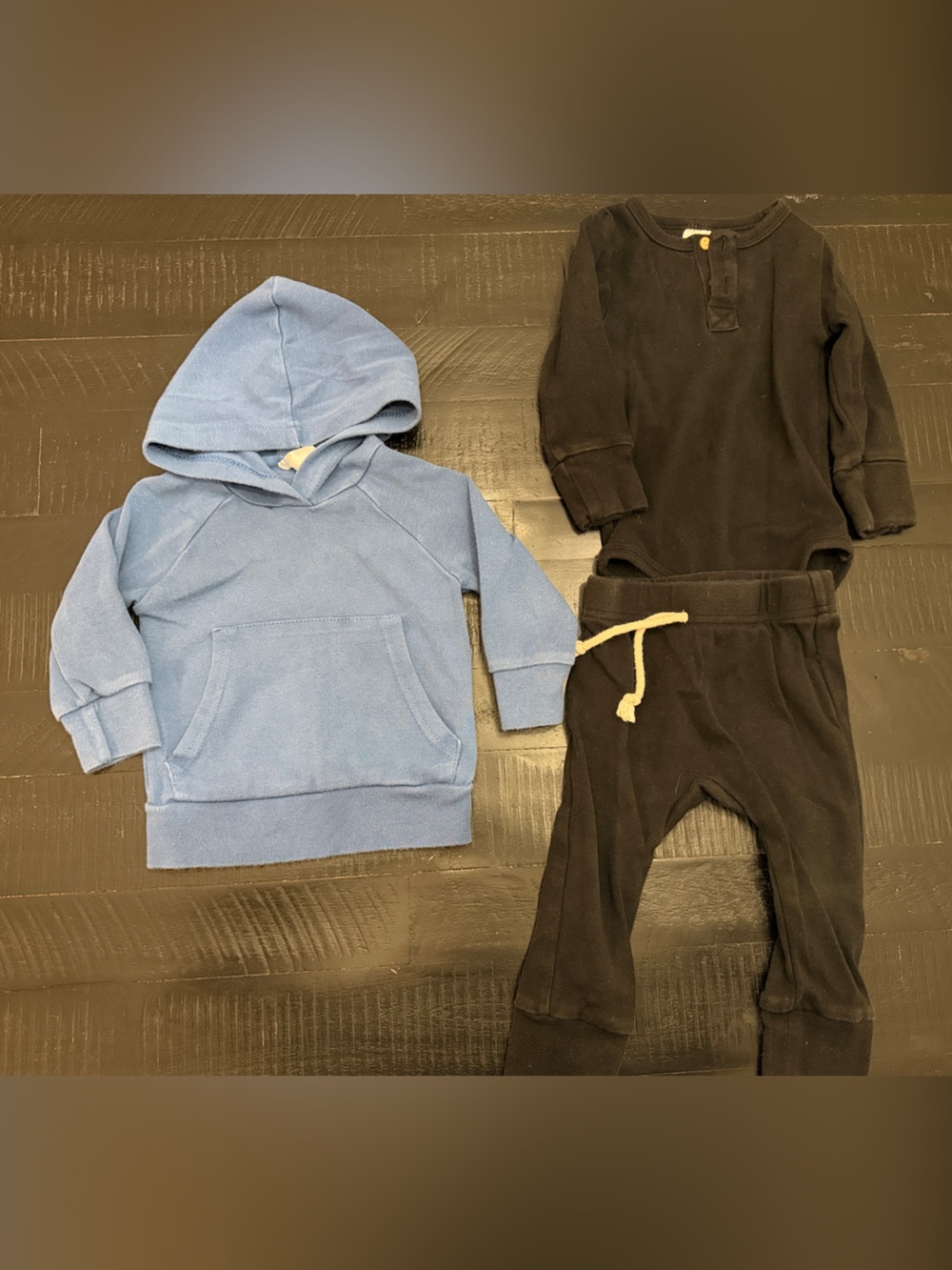 Kids Blue Hoodie and Black Jogger Set